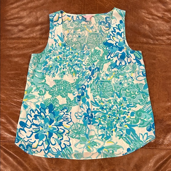 Lilly Pulitzer Tops - Lilly Pulitzer Sleeveless Floral Print Tank Top - Blue/Teal